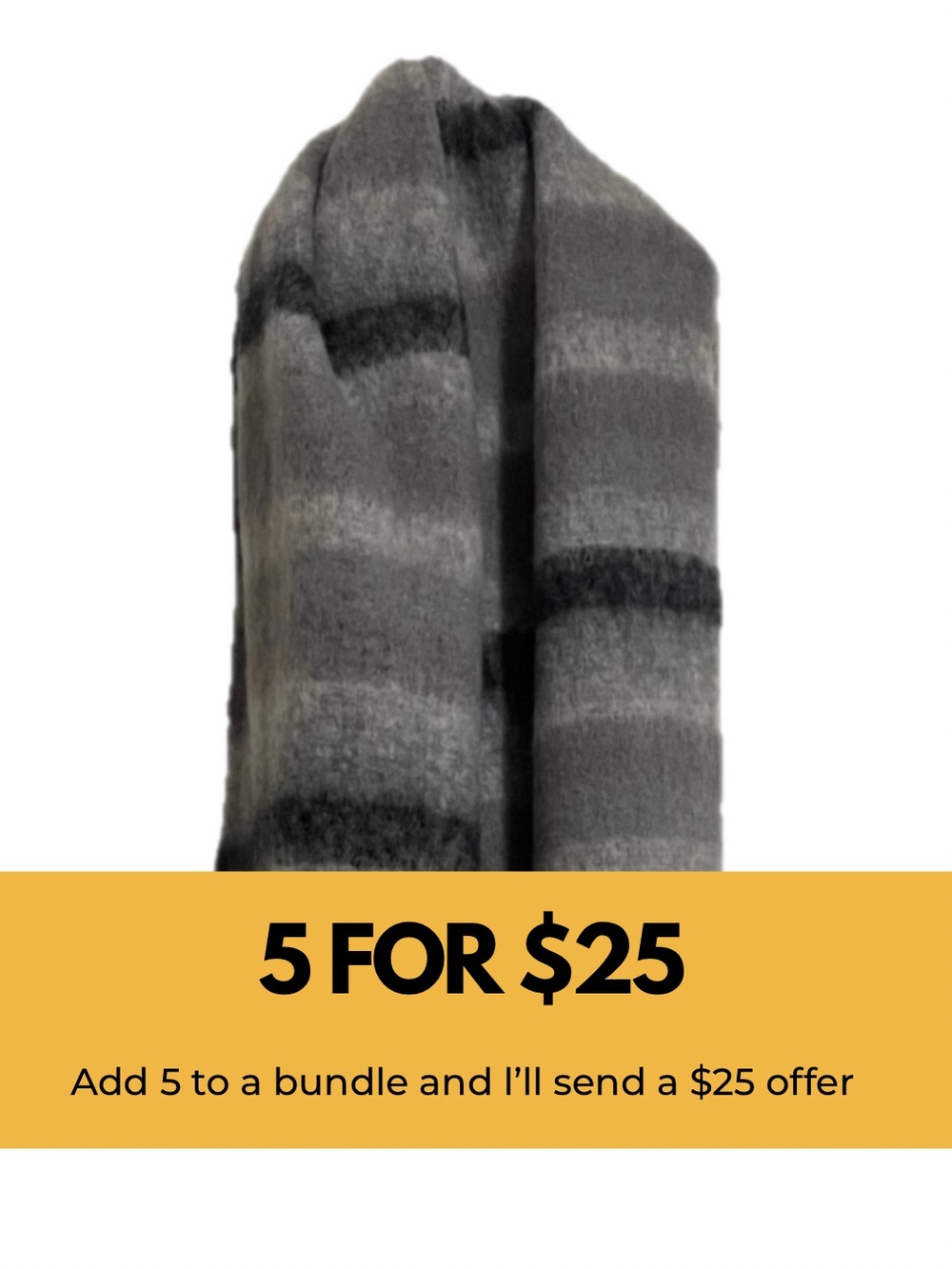 Cozy Grey Striped Scarf